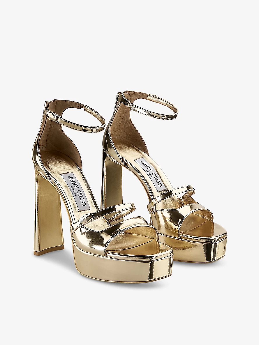 Claressa Platform 125 metallic-leather heeled sandals - 3