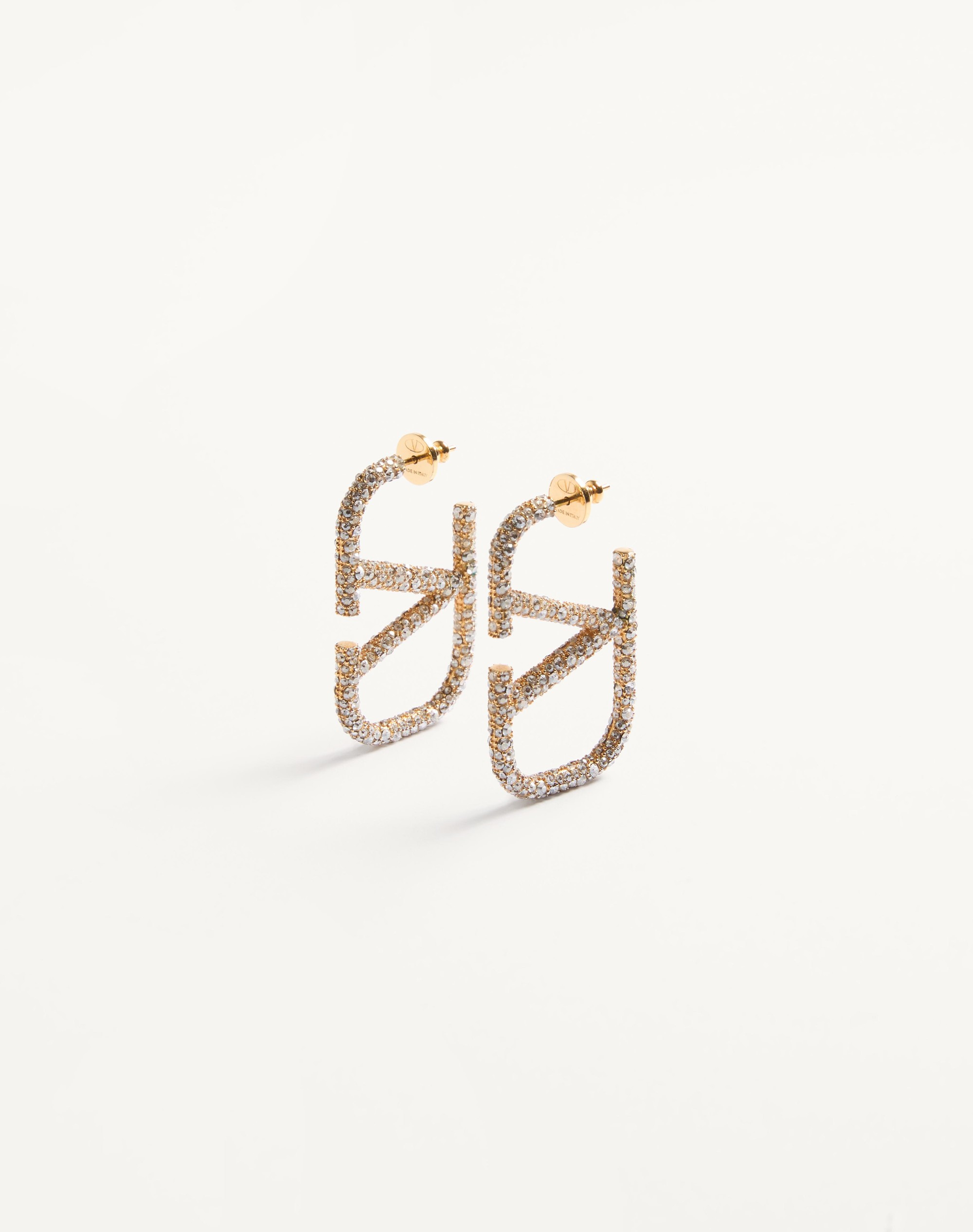 VLOGO SIGNATURE EARRINGS IN METAL AND SWAROVSKI® CRYSTALS. - 3