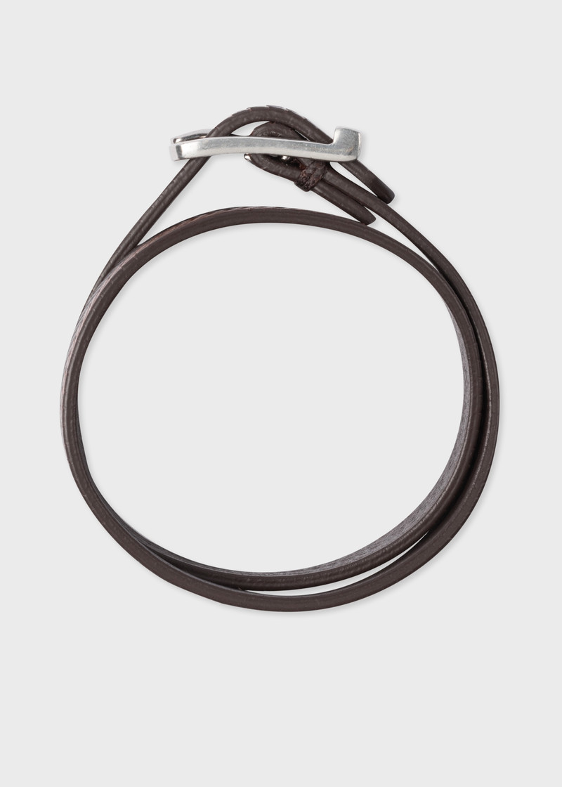 Two-Tone Brown Herringbone Leather Bracelet 3