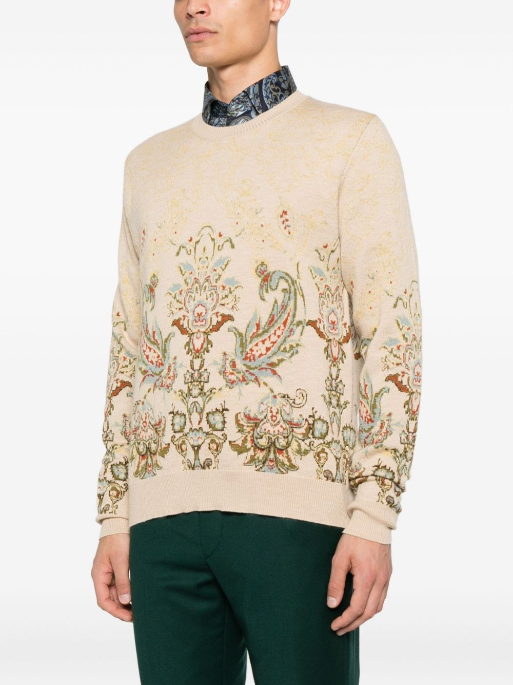 paisley-pattern crew-neck sweater - 3