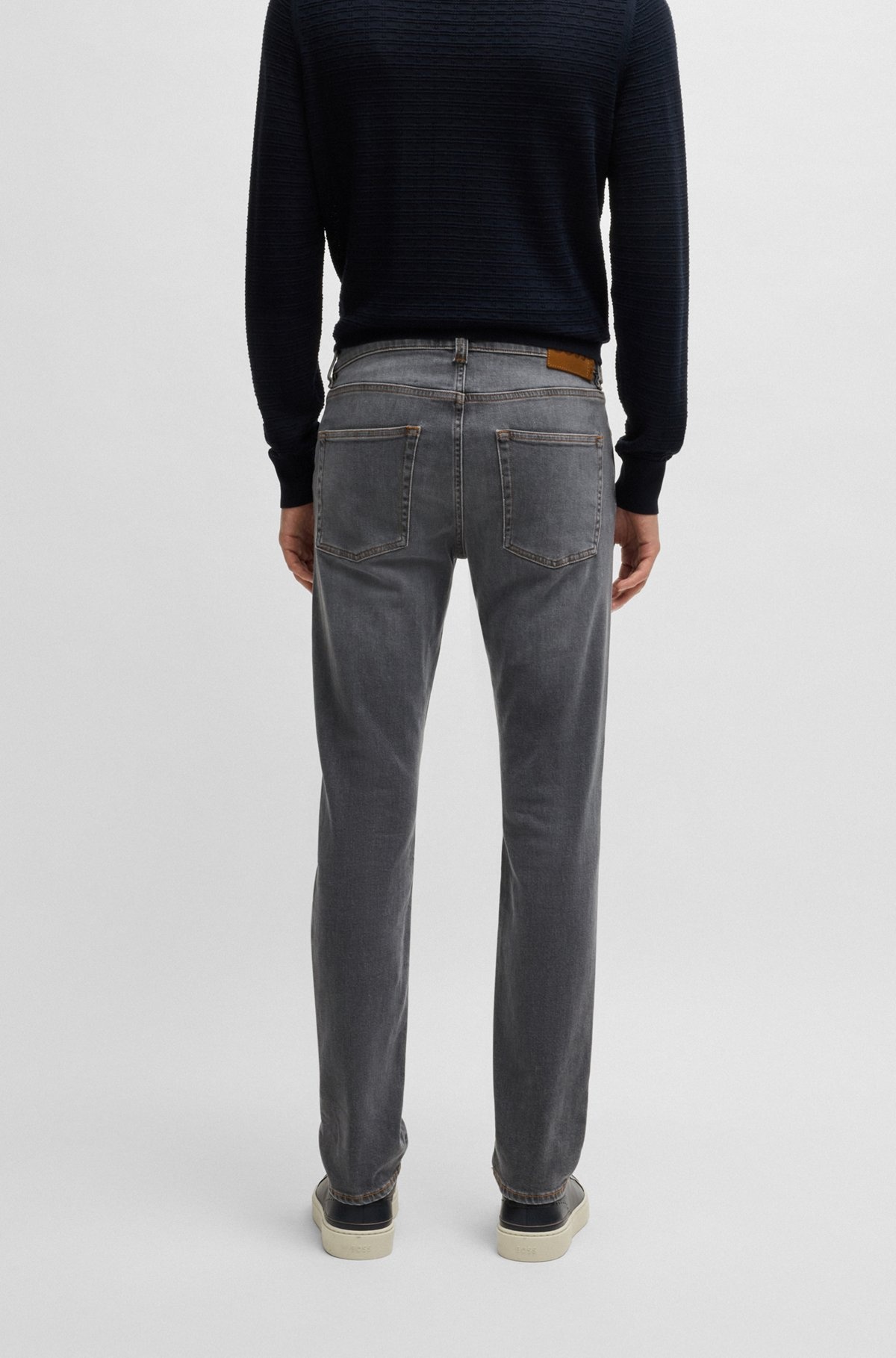 SLIM-FIT JEANS IN CHARCOAL STRETCH DENIM WITH CASHMERE - 4