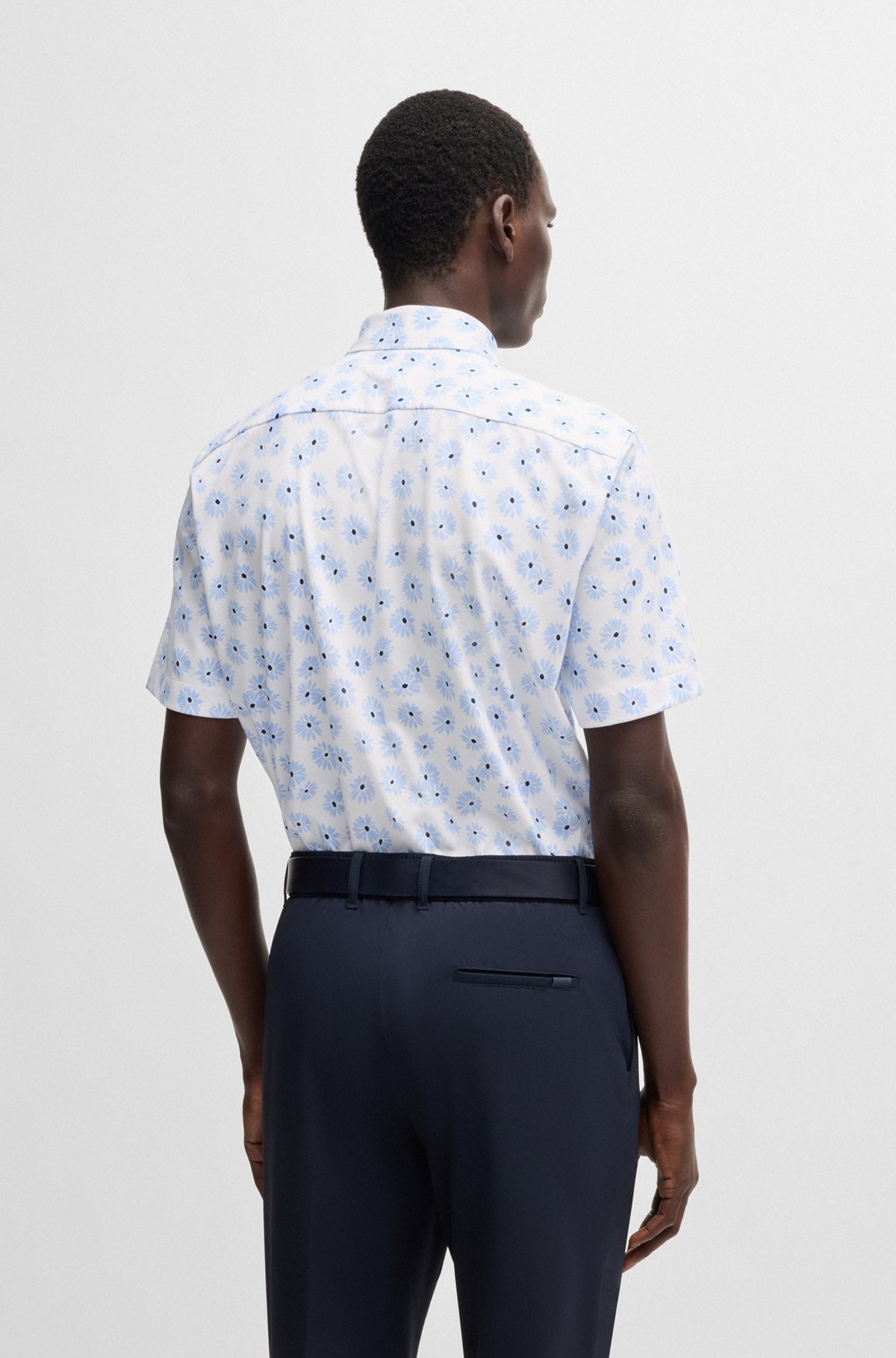 SLIM-FIT SHIRT IN A FLORAL-PRINT COTTON BLEND - 5