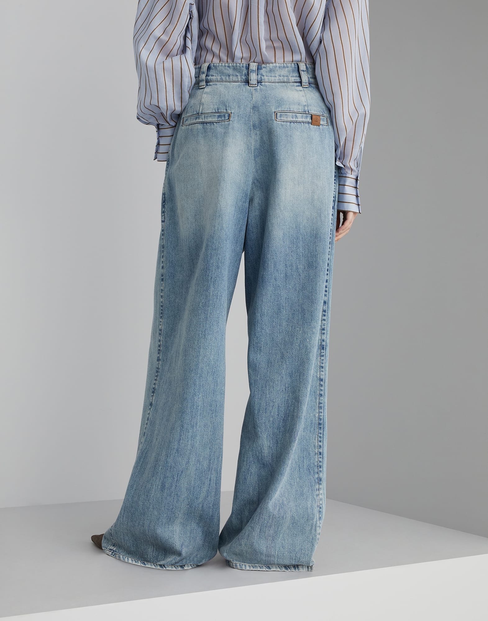 Soft denim baggy wide trousers - 2