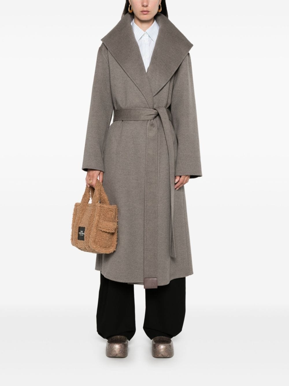 Wool and cashmere blend belted coat - 2