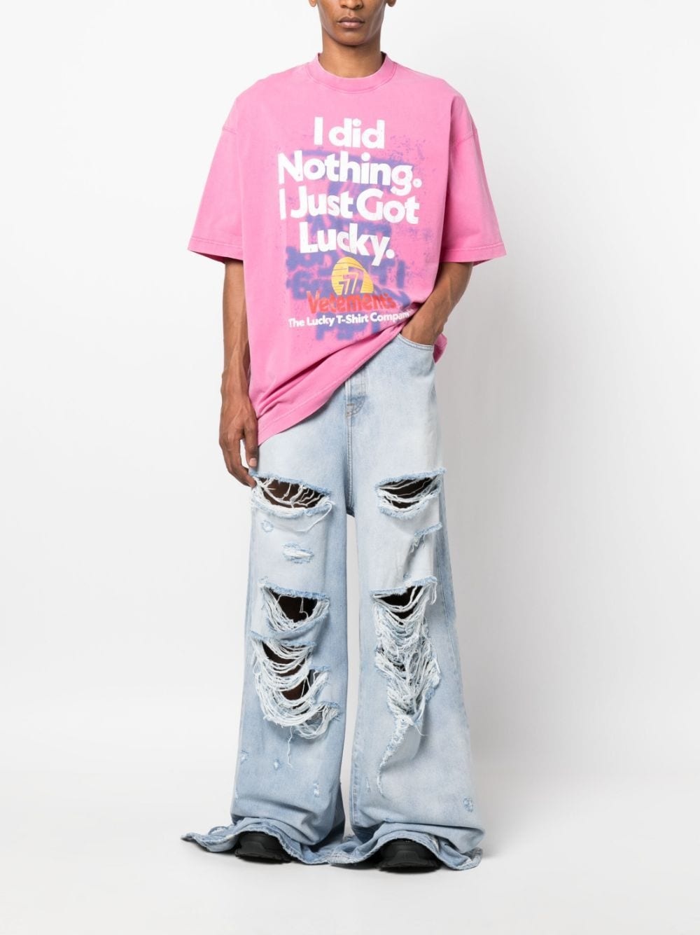 distressed wide-leg jeans - 3