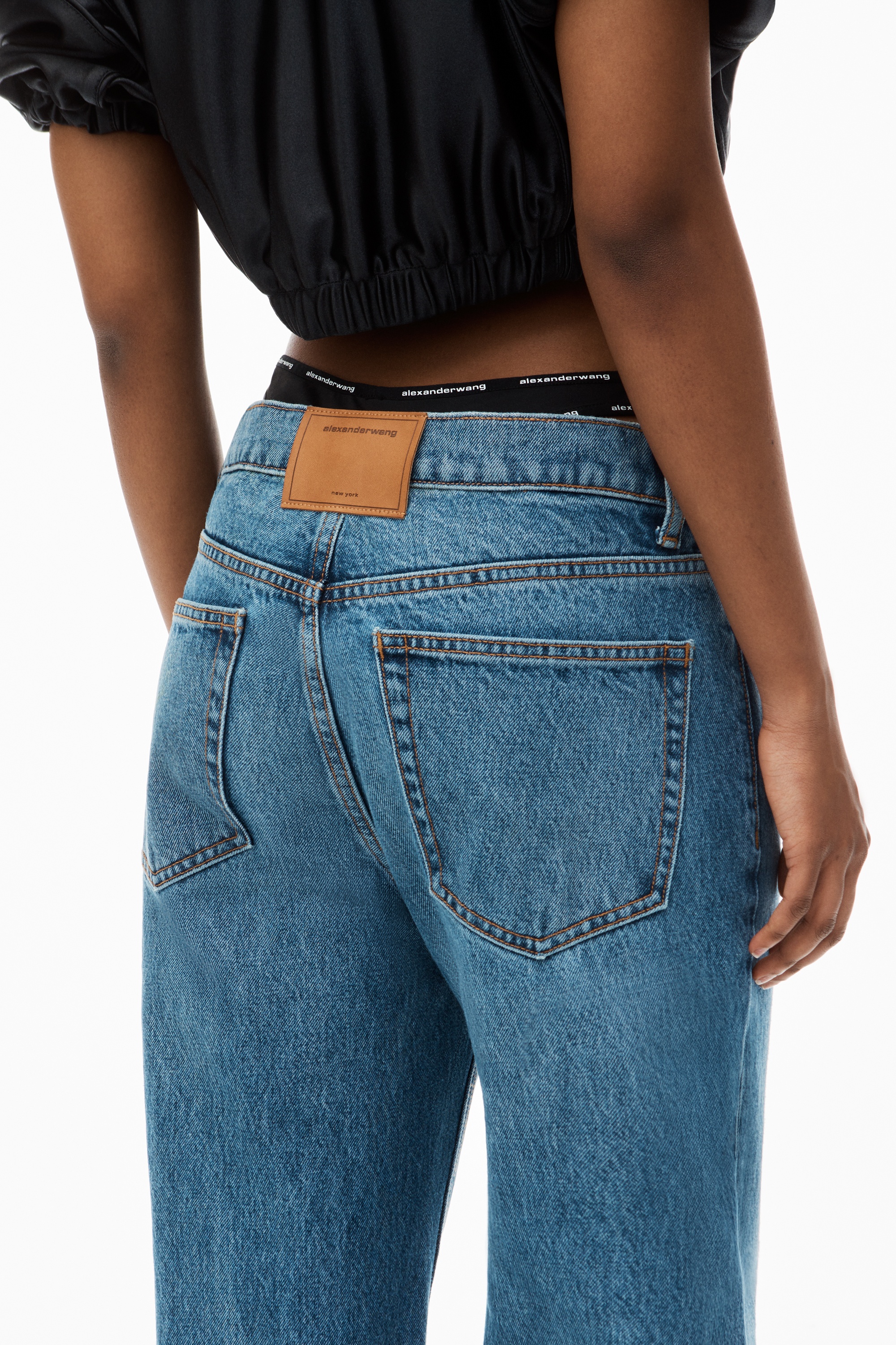Mid-Rise Jeans with Pre-Styled Logo Brief - 6