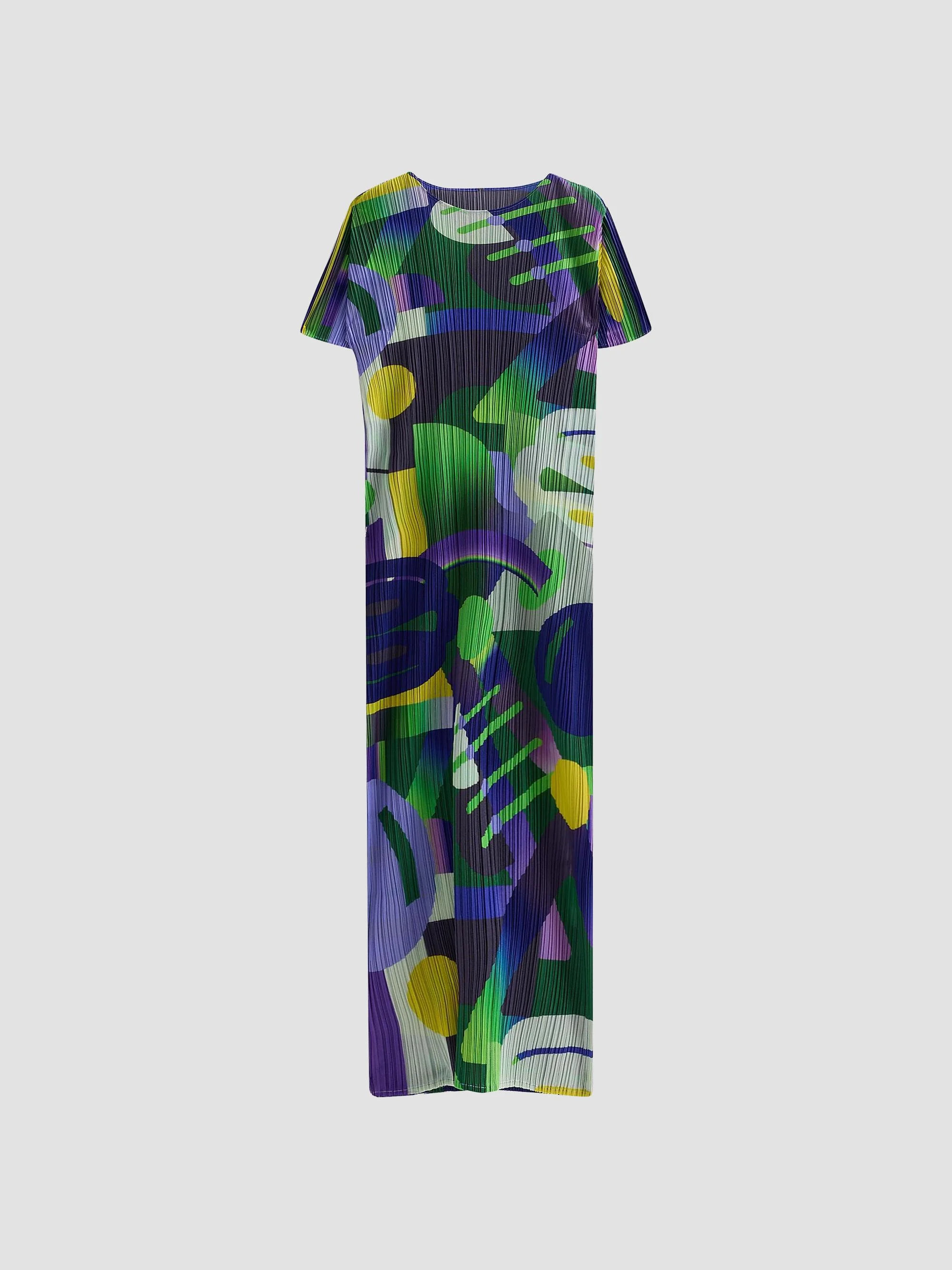 Women's Playground Pleated Abstract Midi-Dress - Purple - 1