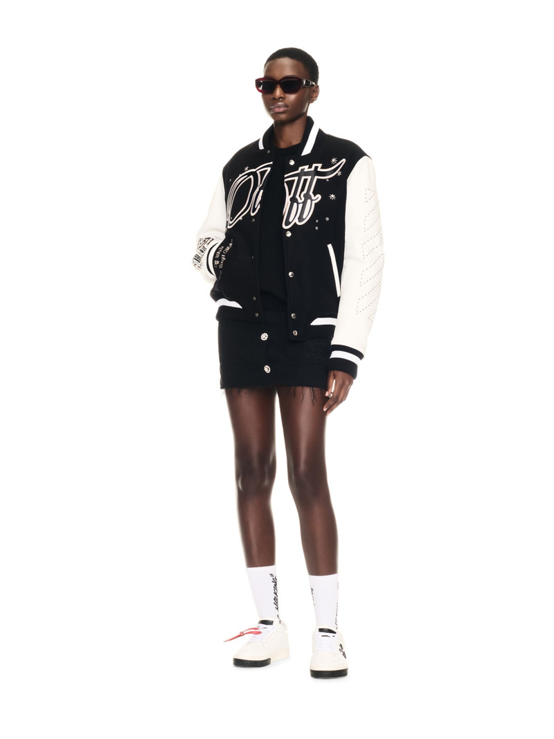 Off-White Black/white Wool Embellished Bling Stars Varsity outlook