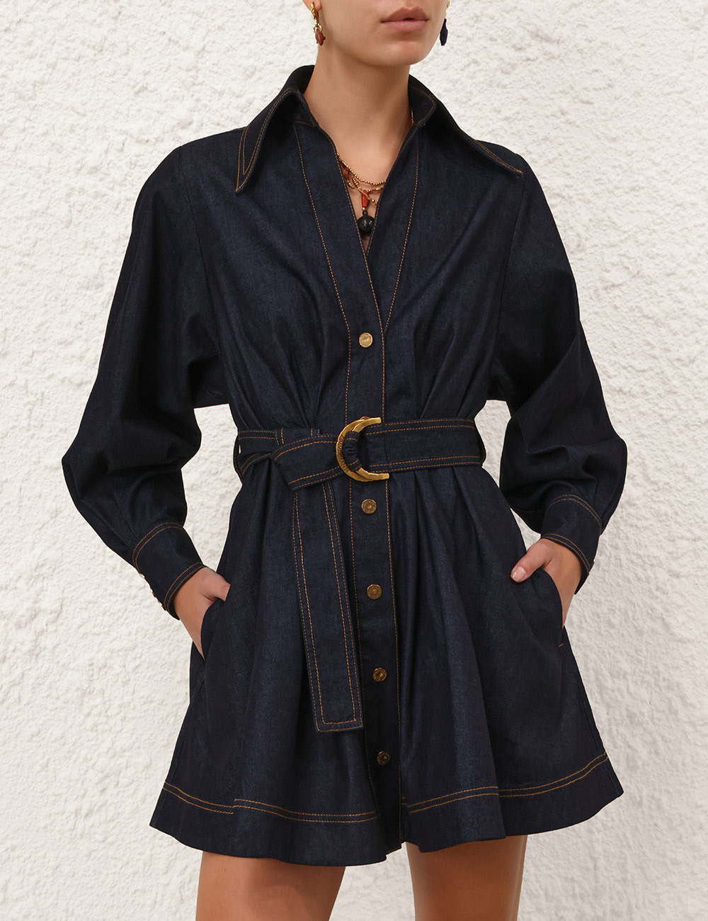 DENIM MINI SHIRT DRESS - 2