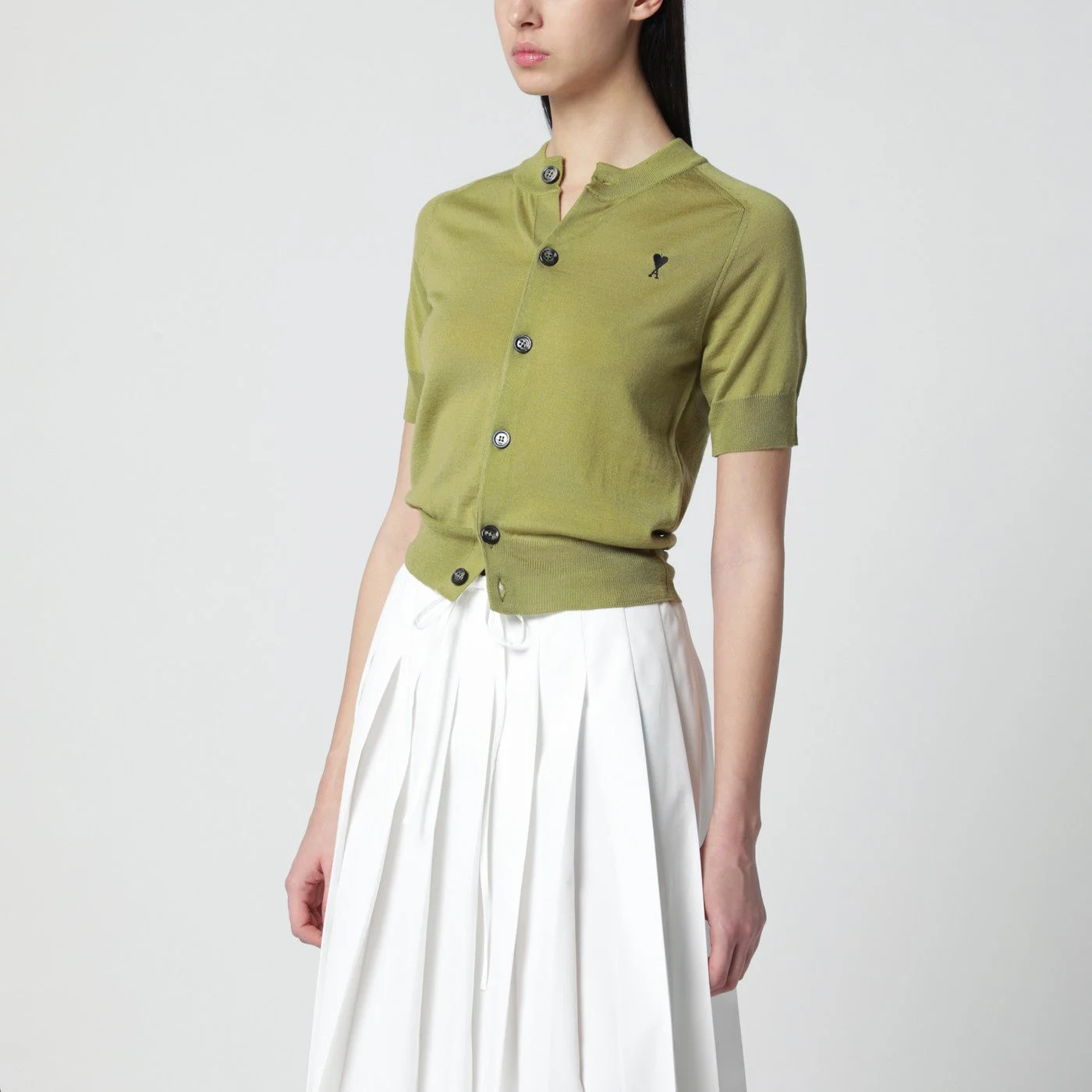 Matcha green Ami De Coeur wool cardigan - 1