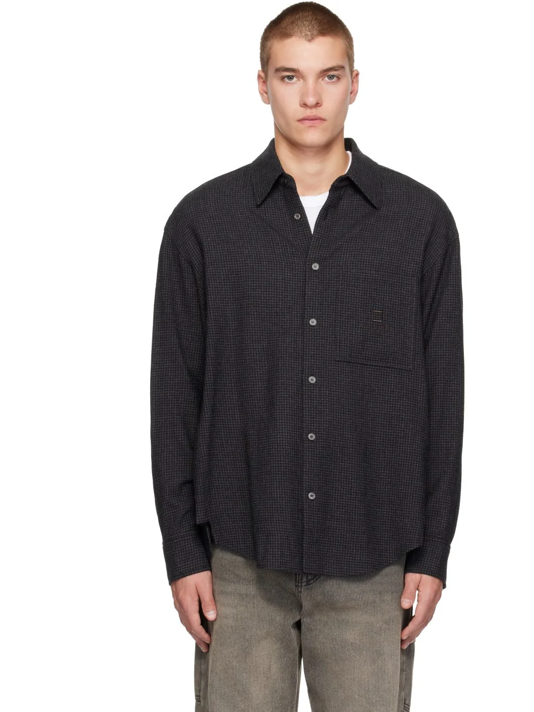 Gray Small Check Shirt - 1