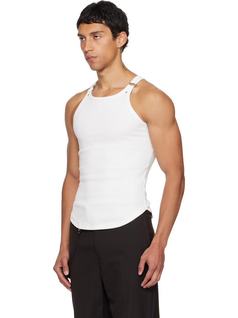 courrèges White Buckle 90's Rib Tank Top outlook