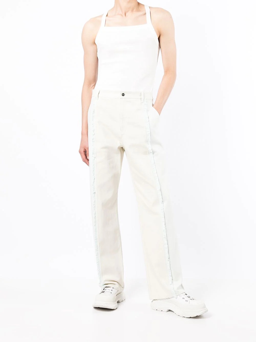 Frayed Two Tone wide-leg jeans - 3