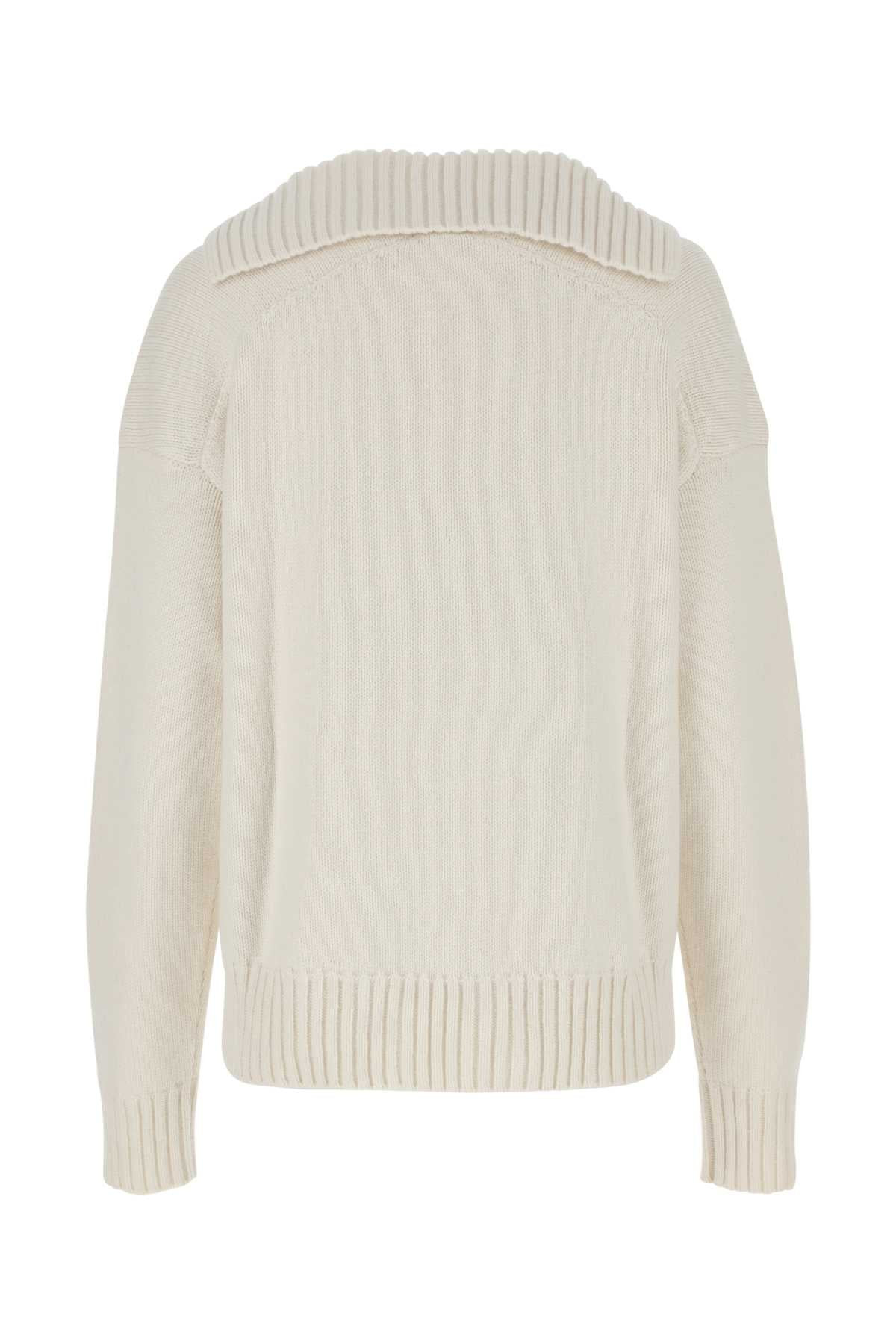 Jil Sander Women Ivory Cashmere Blend Oversize Sweater - 2