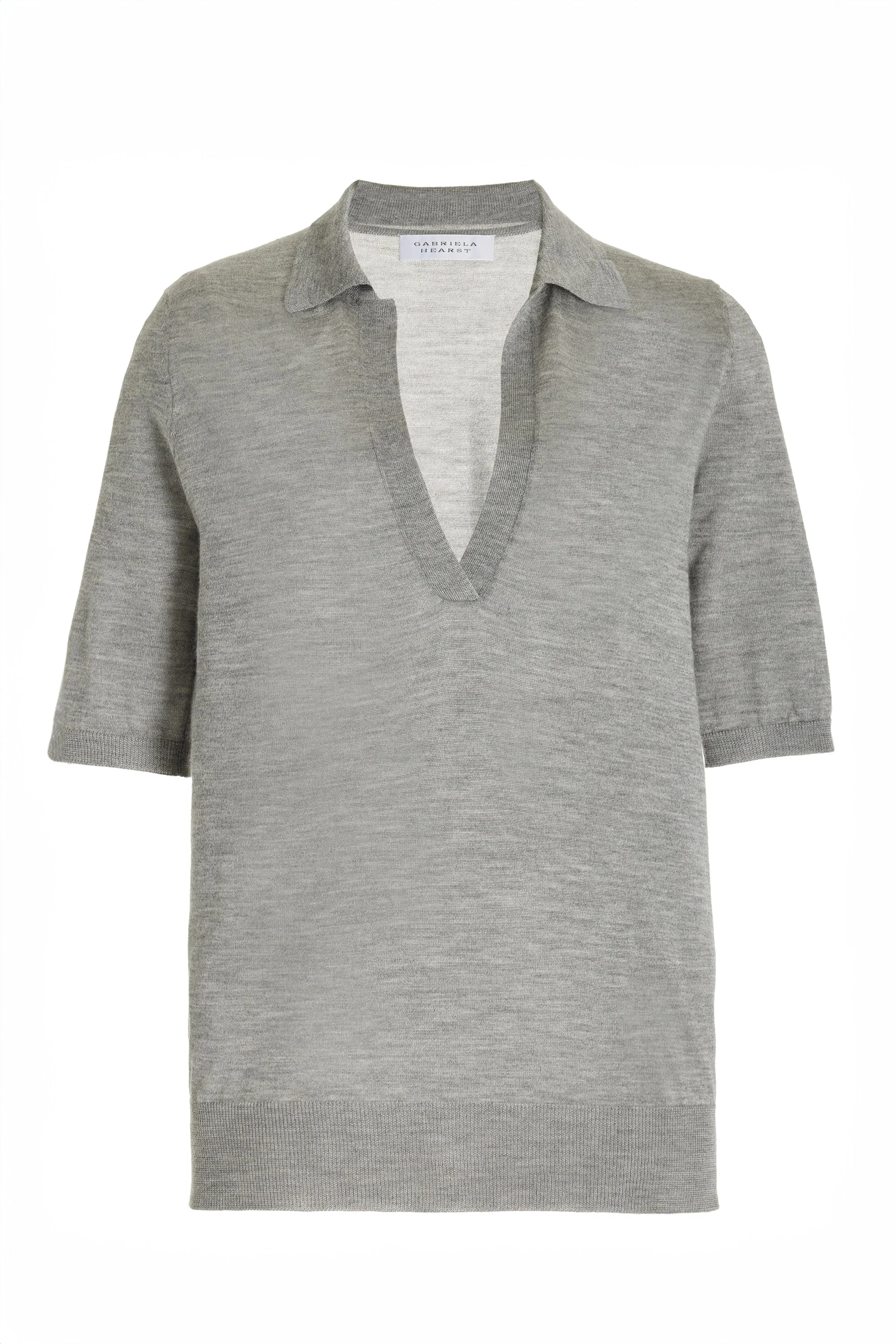 Frank Knit Polo in Heather Grey Silk Cashmere - 1