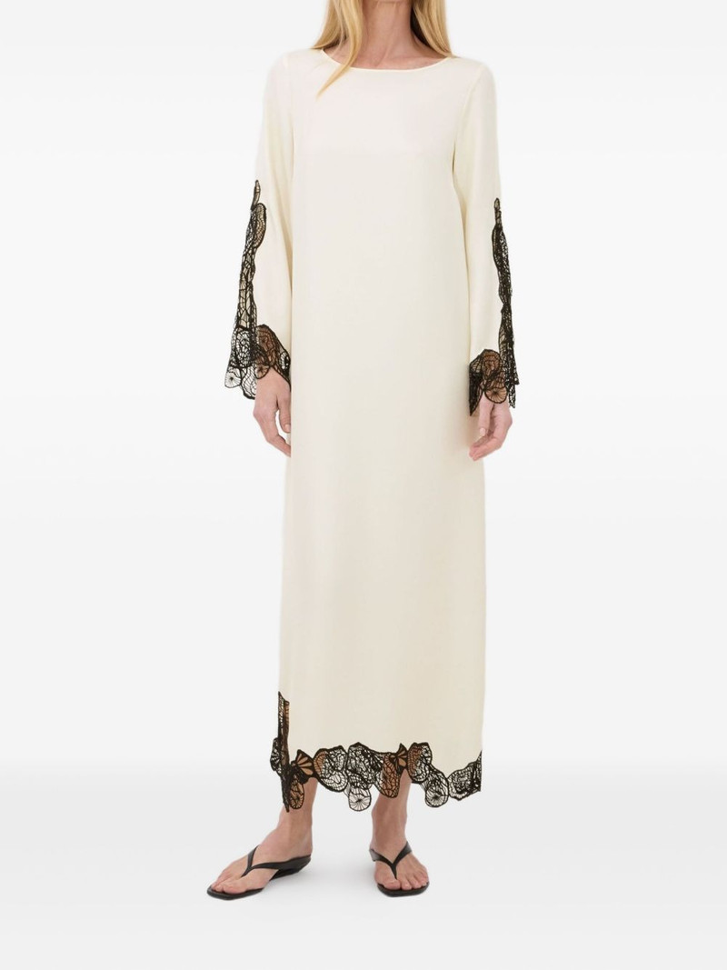 Loulou de Saison lace-trimmed long-sleeved asymmetric day dress outlook