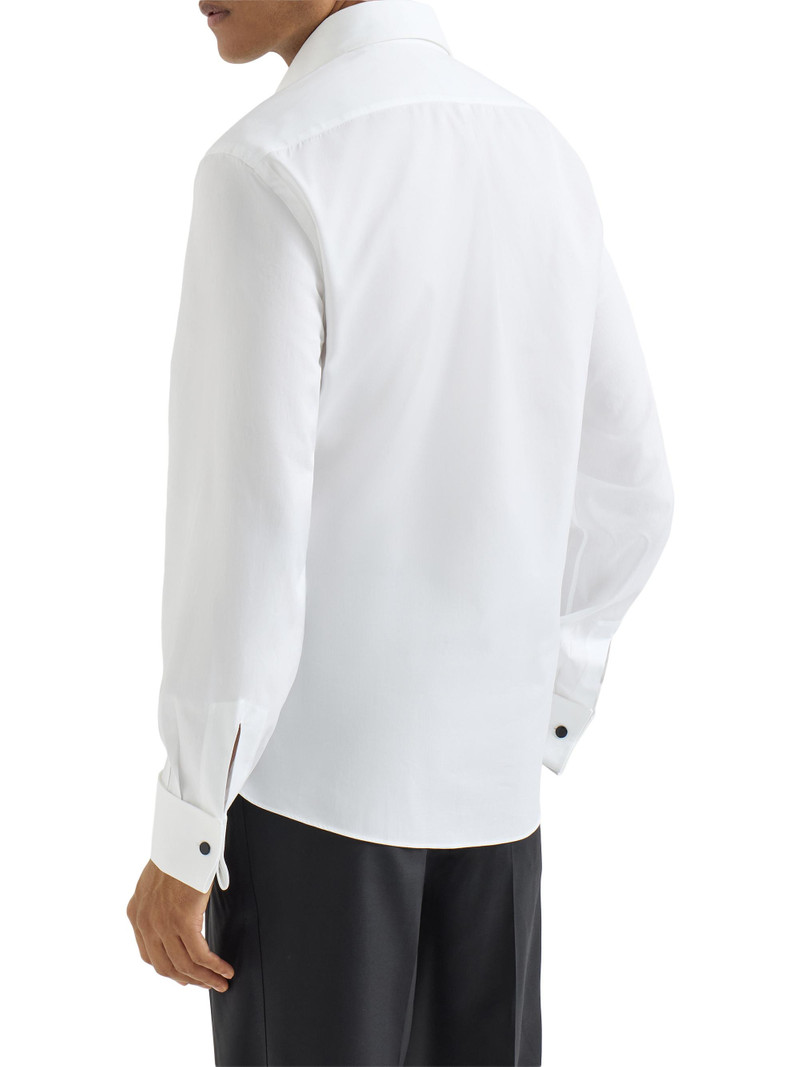 Men's Cotton Twill Slim Fit Tuxedo Shirt with French Cuff - Off White 3