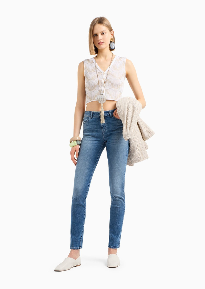 EMPORIO ARMANI J18 High-rise, skinny-leg jeans in a worn-look denim outlook