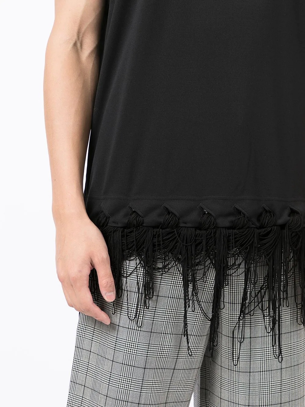 fringed stitching hem T-shirt - 5