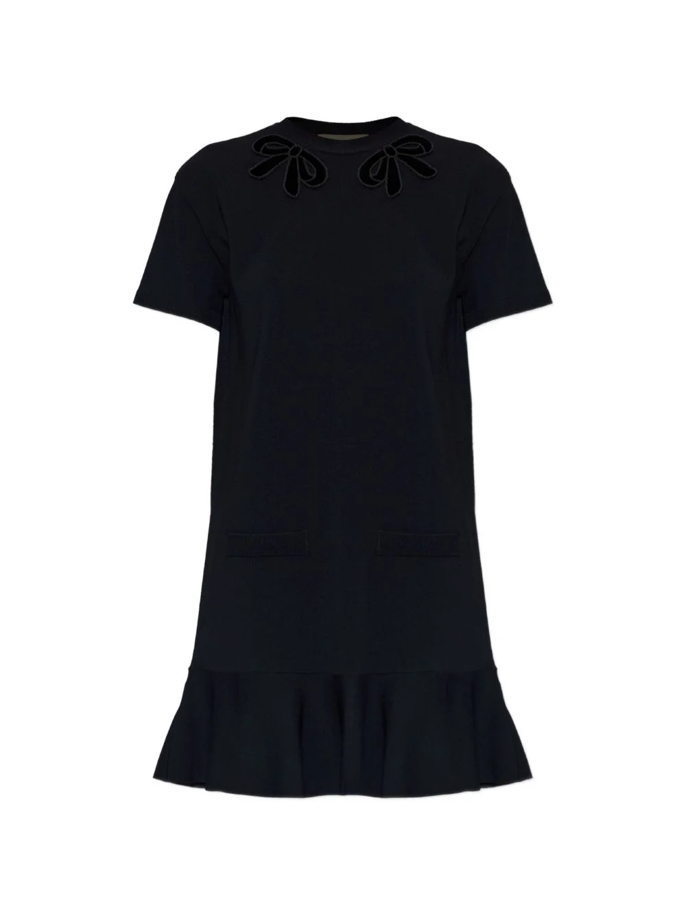 bow-appliqué knitted mini dress - 1