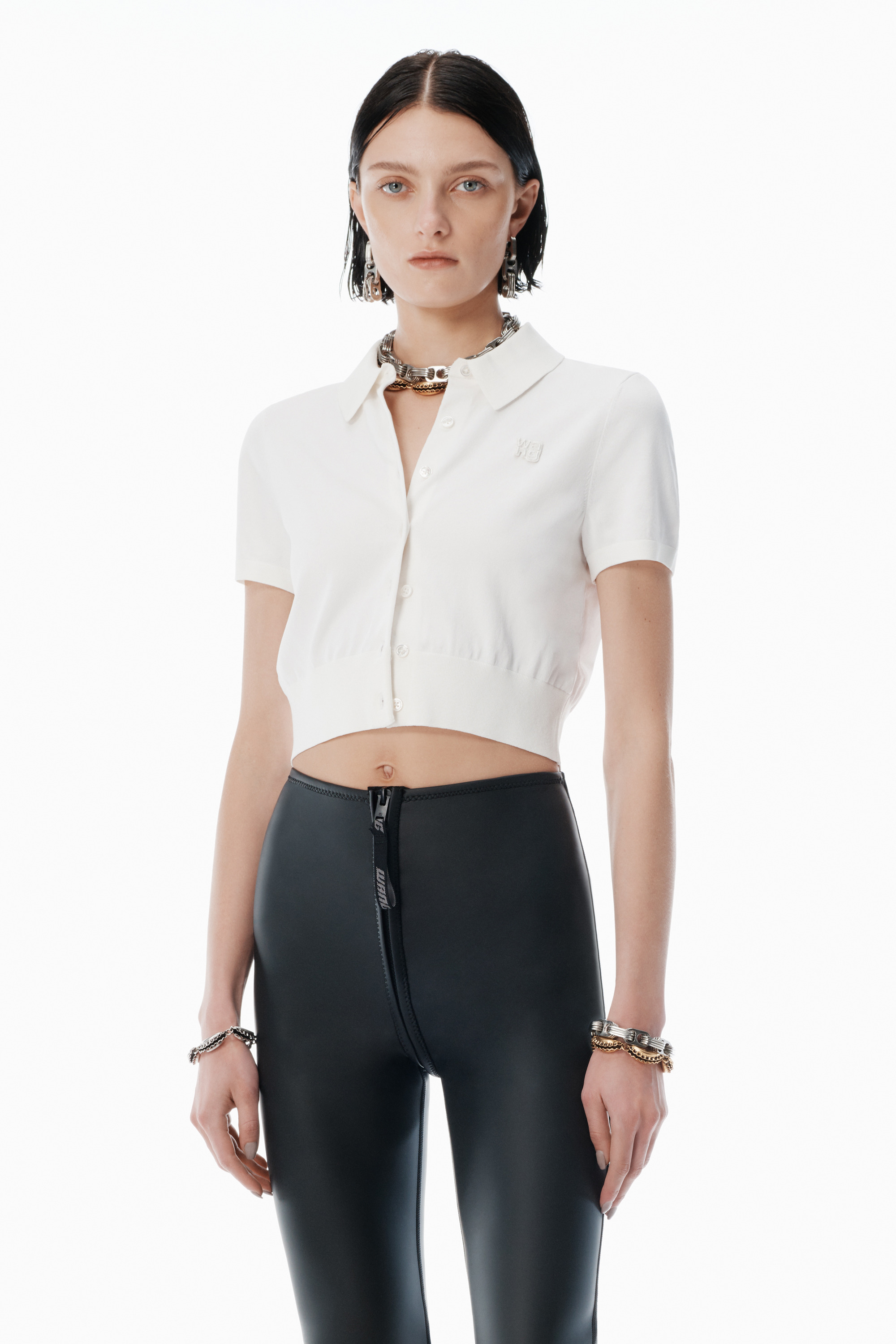 white logo-emboridered cardigan - 2