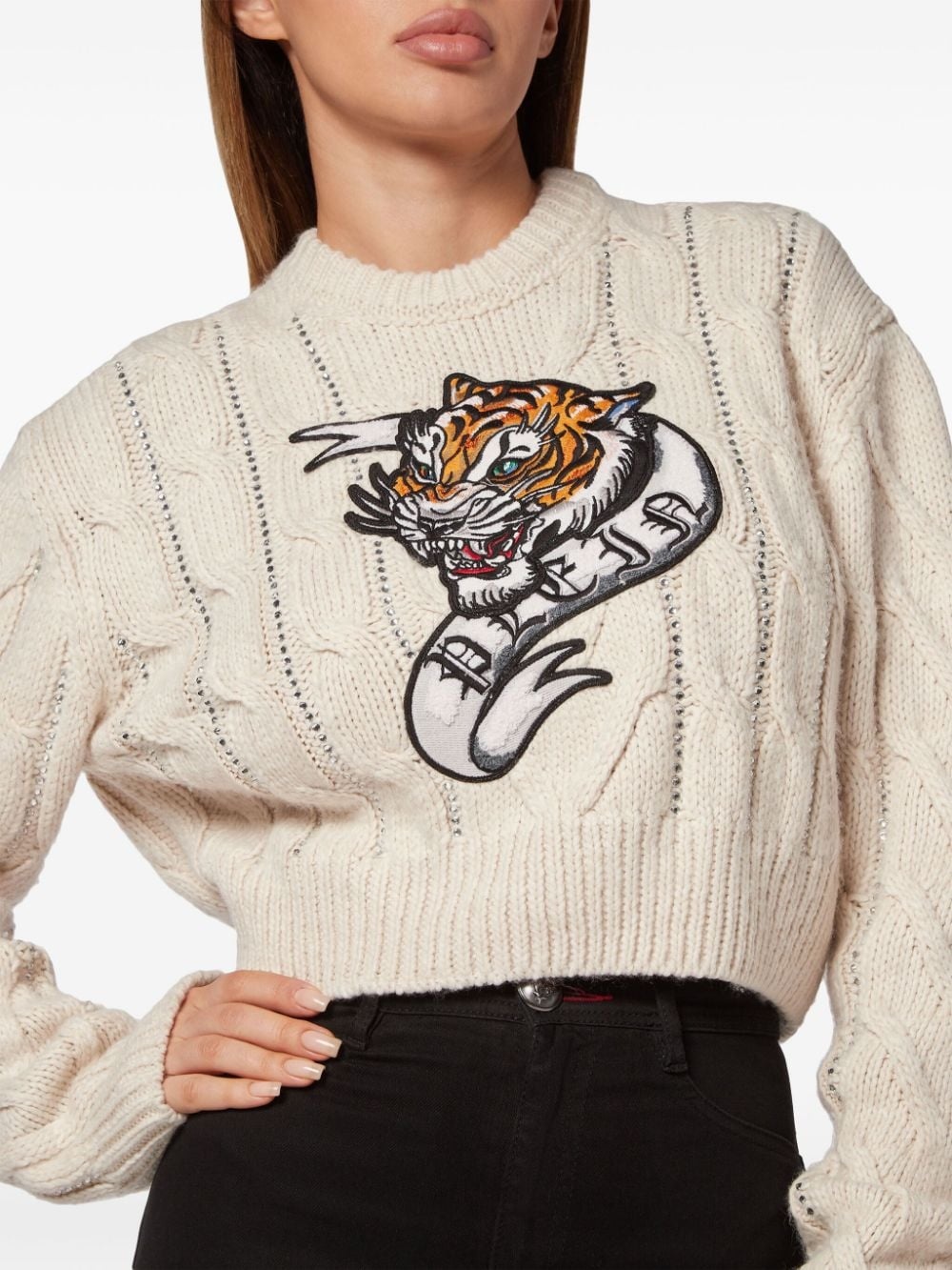 Tattoo cropped wool jumper - 5