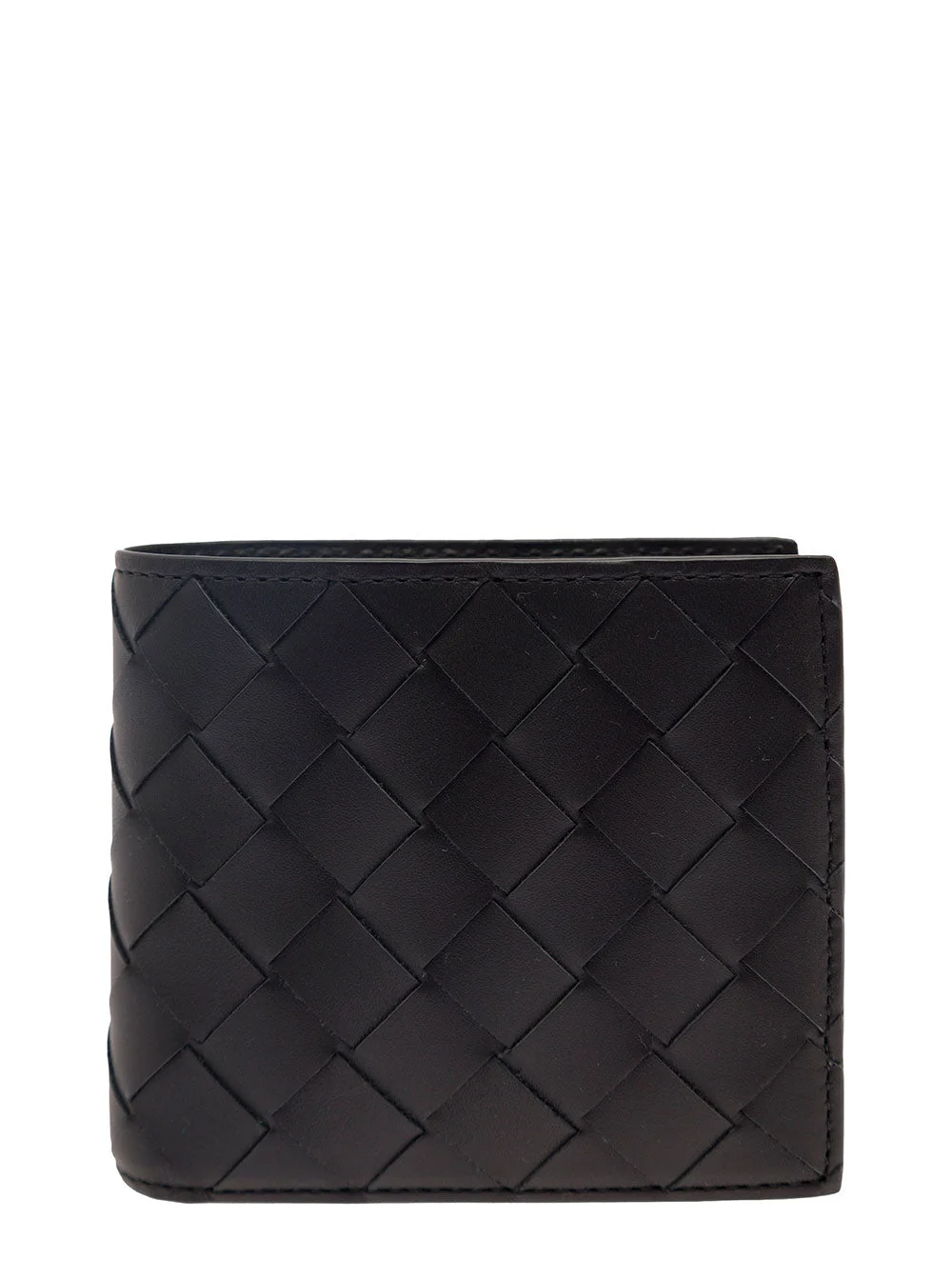 Bottega Veneta Men Bi-Fold Wallet 'Intrecciato' With Intreccio Motif In Black Leather For Men - 1