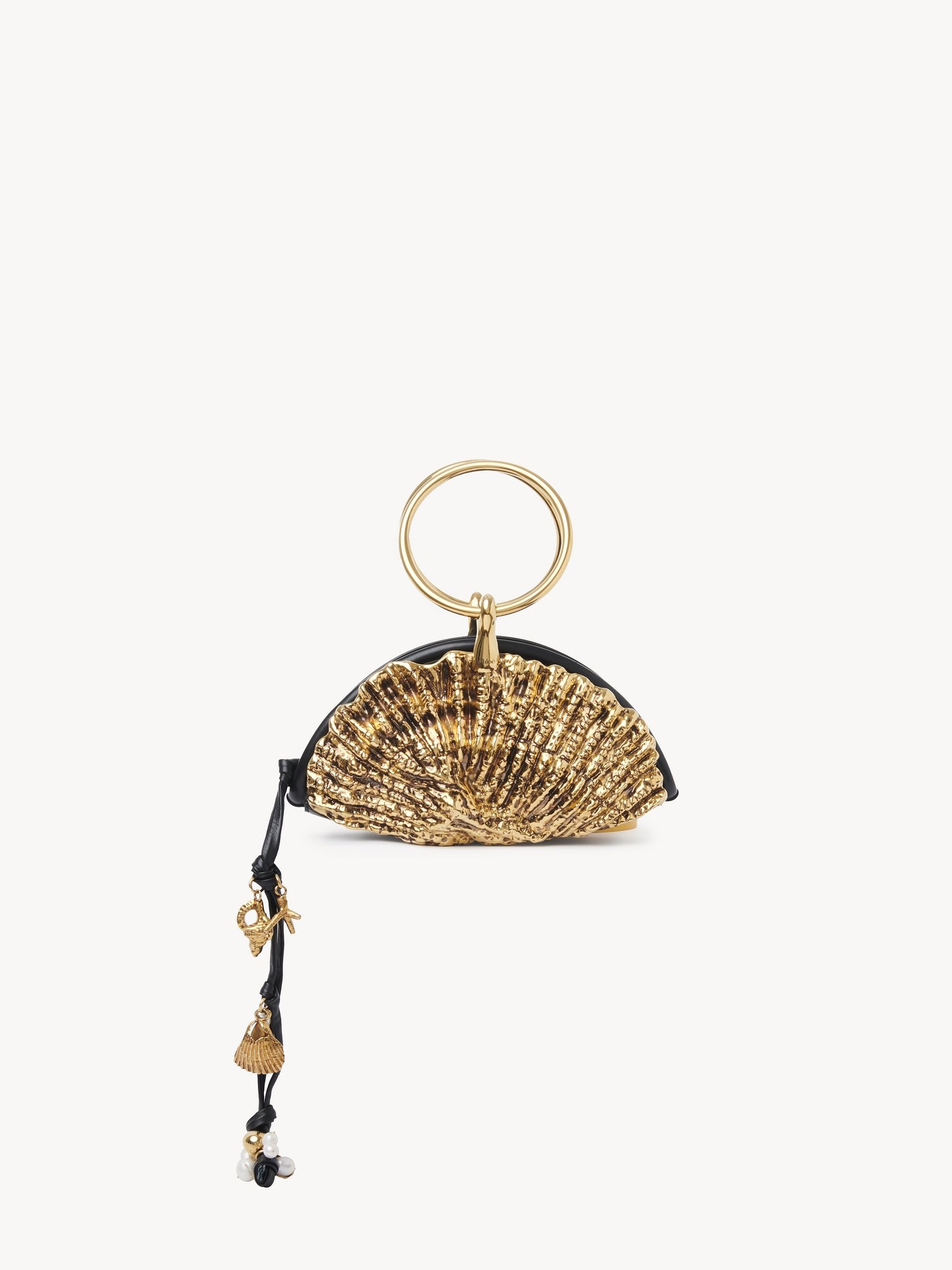 SEA TREASURES SHELL ZIPPED CLUTCH IN SOFT LEATHER & METAL - 4
