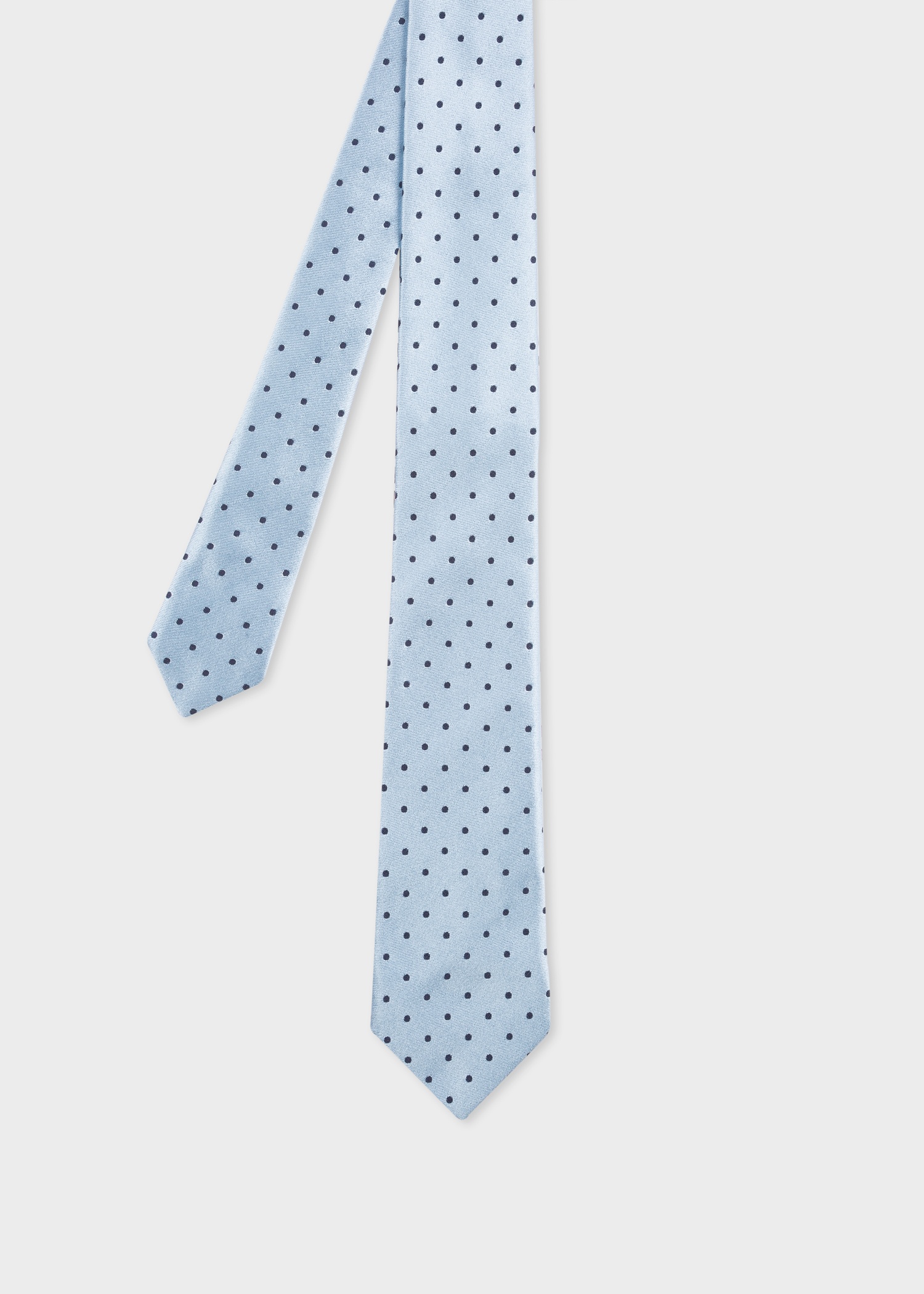 Men's Blue Polka Dot Narrow Silk Tie - 1