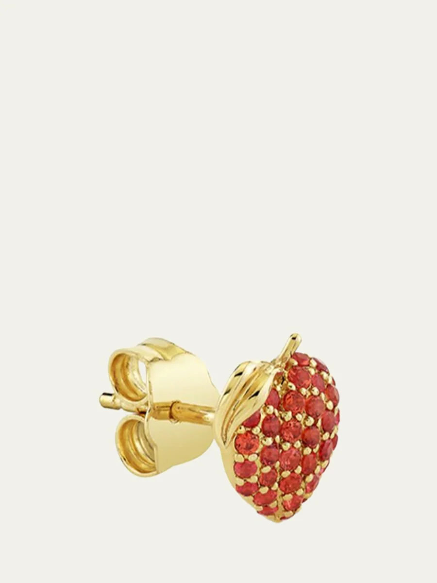 14K Orange Sapphire Peach Stud Earring, Single (Right) - 1