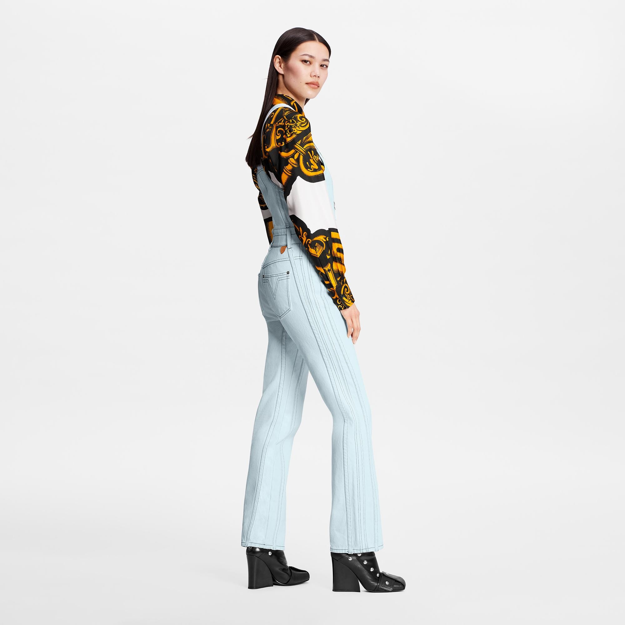 Structured Washed Denim Overalls - 4