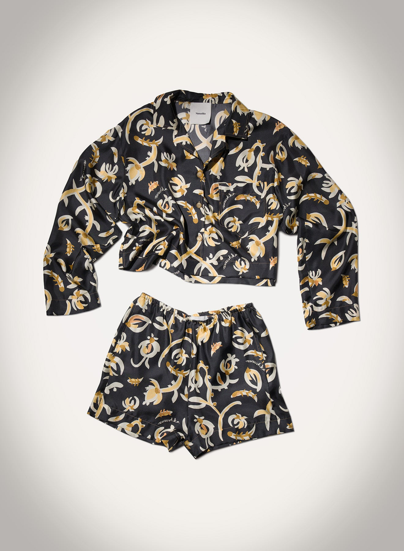 Cropped Silk Twill Shirt - 1