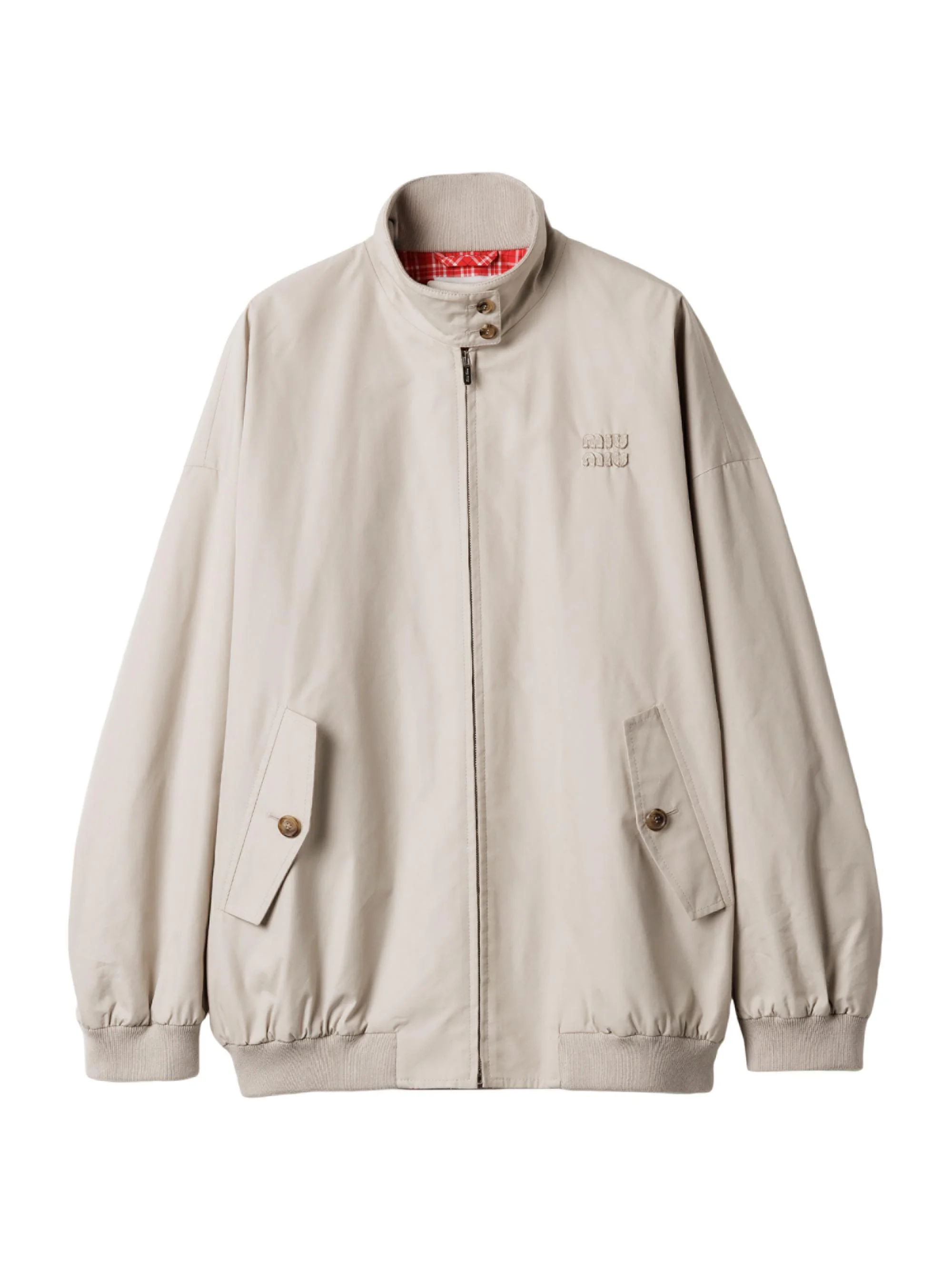 Women's Panama Cotton Blouson Jacket - Beige Khaki - 1