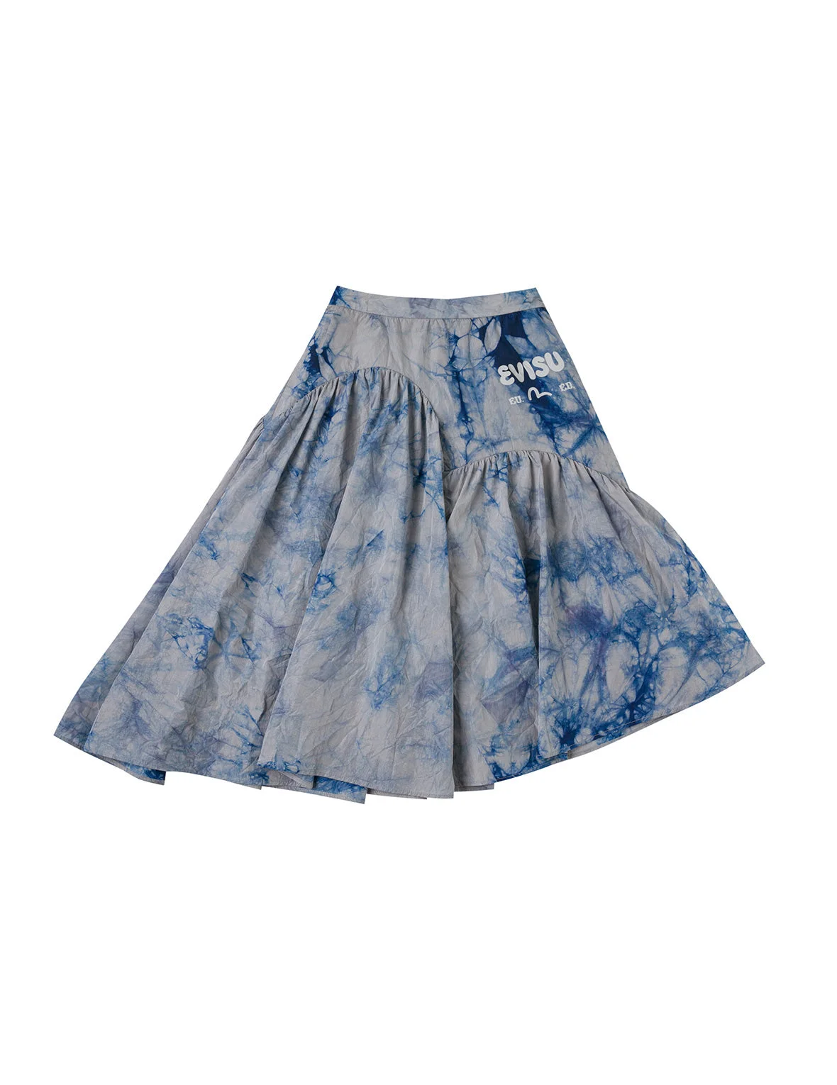 Tie-dye Seagull-inspired Asymmetrical Ruffles Oversized Midi Skirt - 1