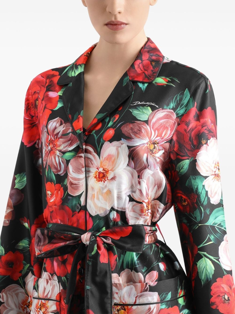 Rose-print twill shirt - 4