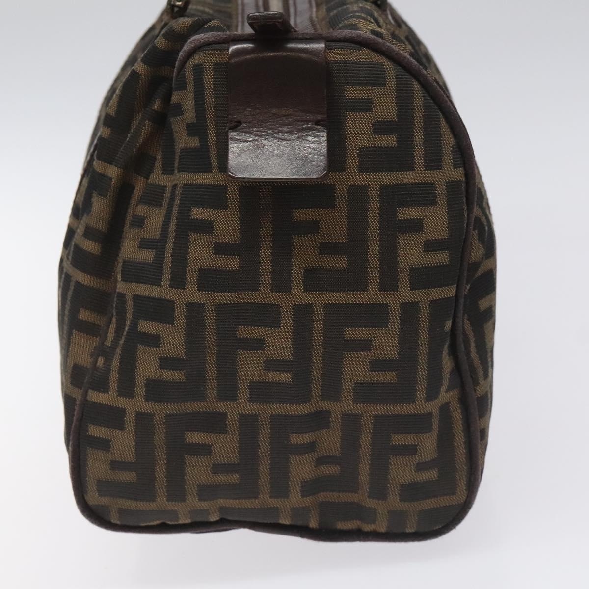 FENDI Zucca Canvas Hand Bag Brown Black - 4
