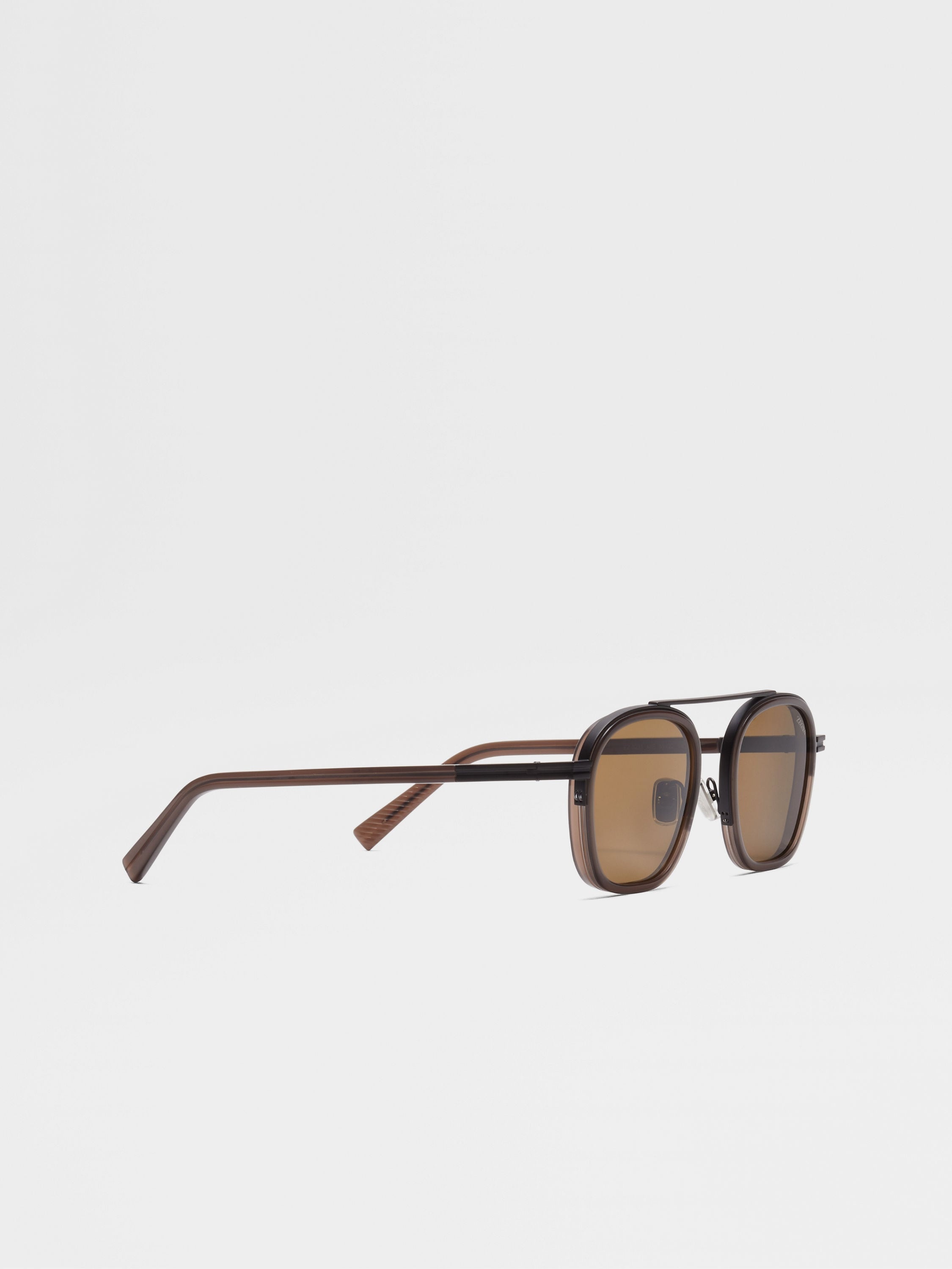 DARK BROWN ORIZZONTE I ACETATE AND METAL SUNGLASSES - 3