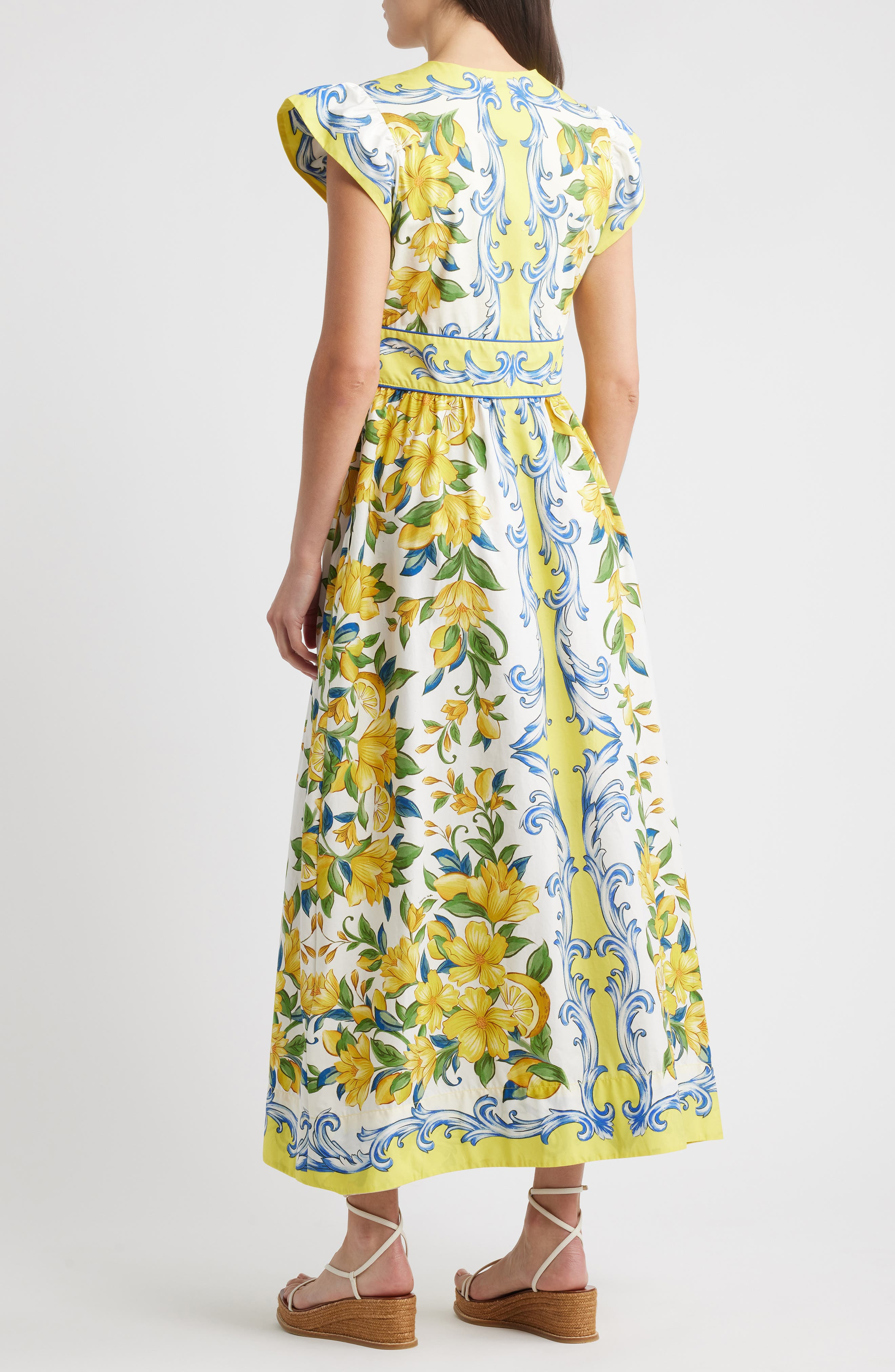 FARM Rio Sicily Scarf Print Cotton Maxi Dress in Off-White at Nordstrom - 2