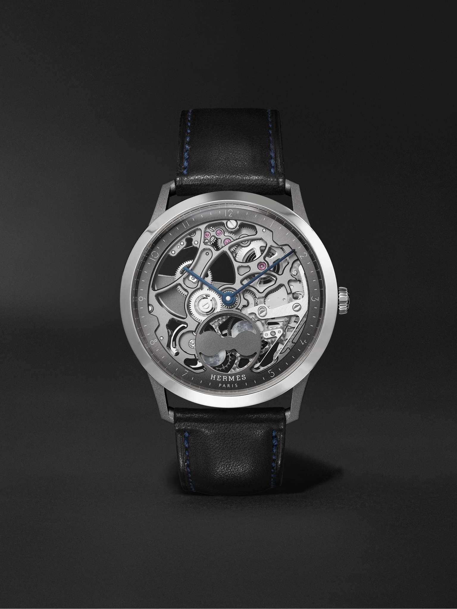 Slim d'Hermès Squelette Lune 39.5mm Automatic Titanium and Leather Watch, Ref. No. 054695WW00 - 1