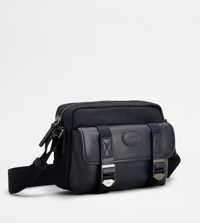 Tod's MESSENGER BAG IN FABRIC AND LEATHER MINI - BLUE outlook