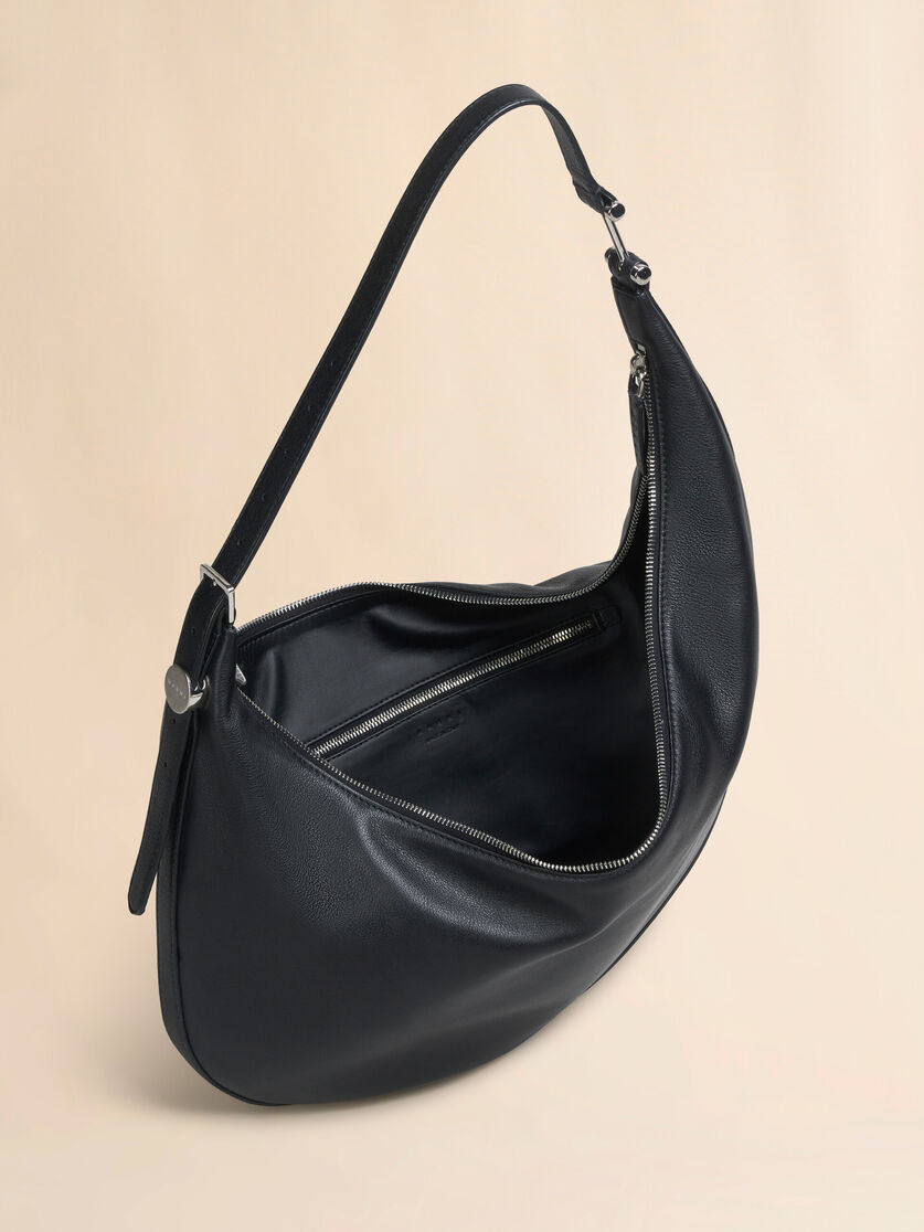 BLACK LEATHER DOT SMALL HOBO BAG - 4