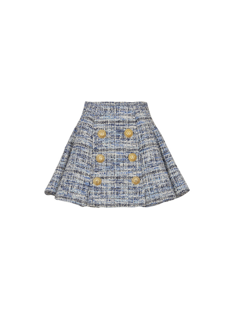 Pleated flared tweed skirt - 1