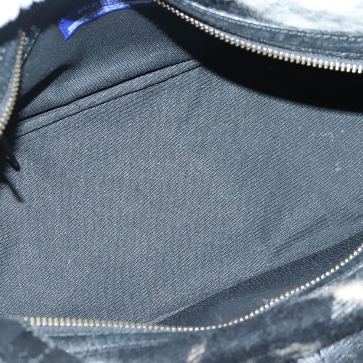 Burberry Nova Check Blue Label Shoulder Bag Wool Leather Black - 11