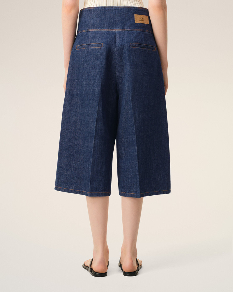BLUE COTTON WRAPPED BELTED BERMUDA SHORTS 4
