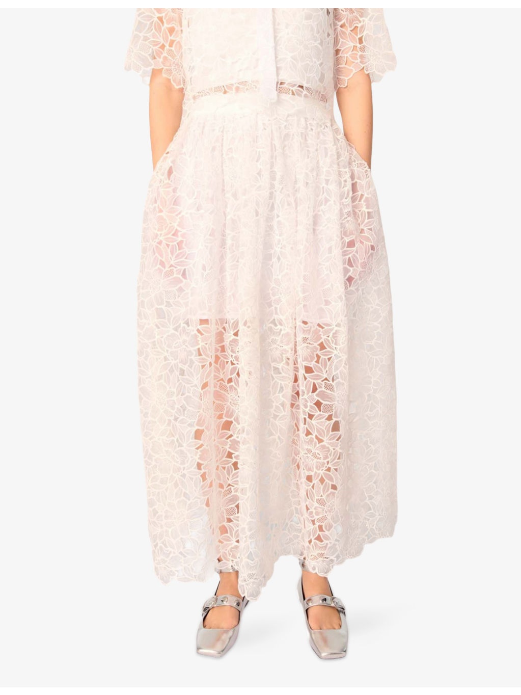 Open-Lace Woven Maxi Skirt - 5