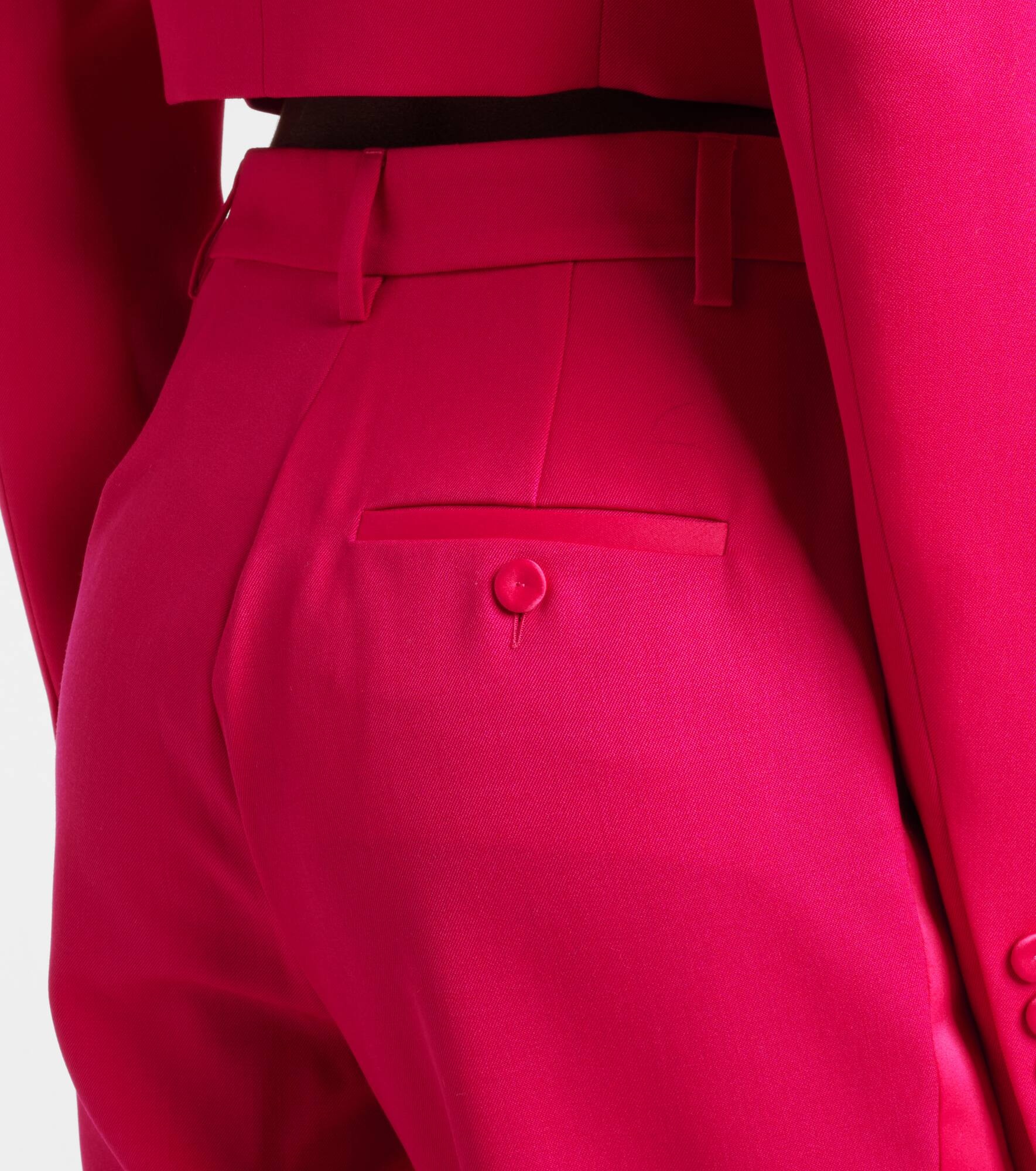 Floral-appliqué wool capri pants - 6