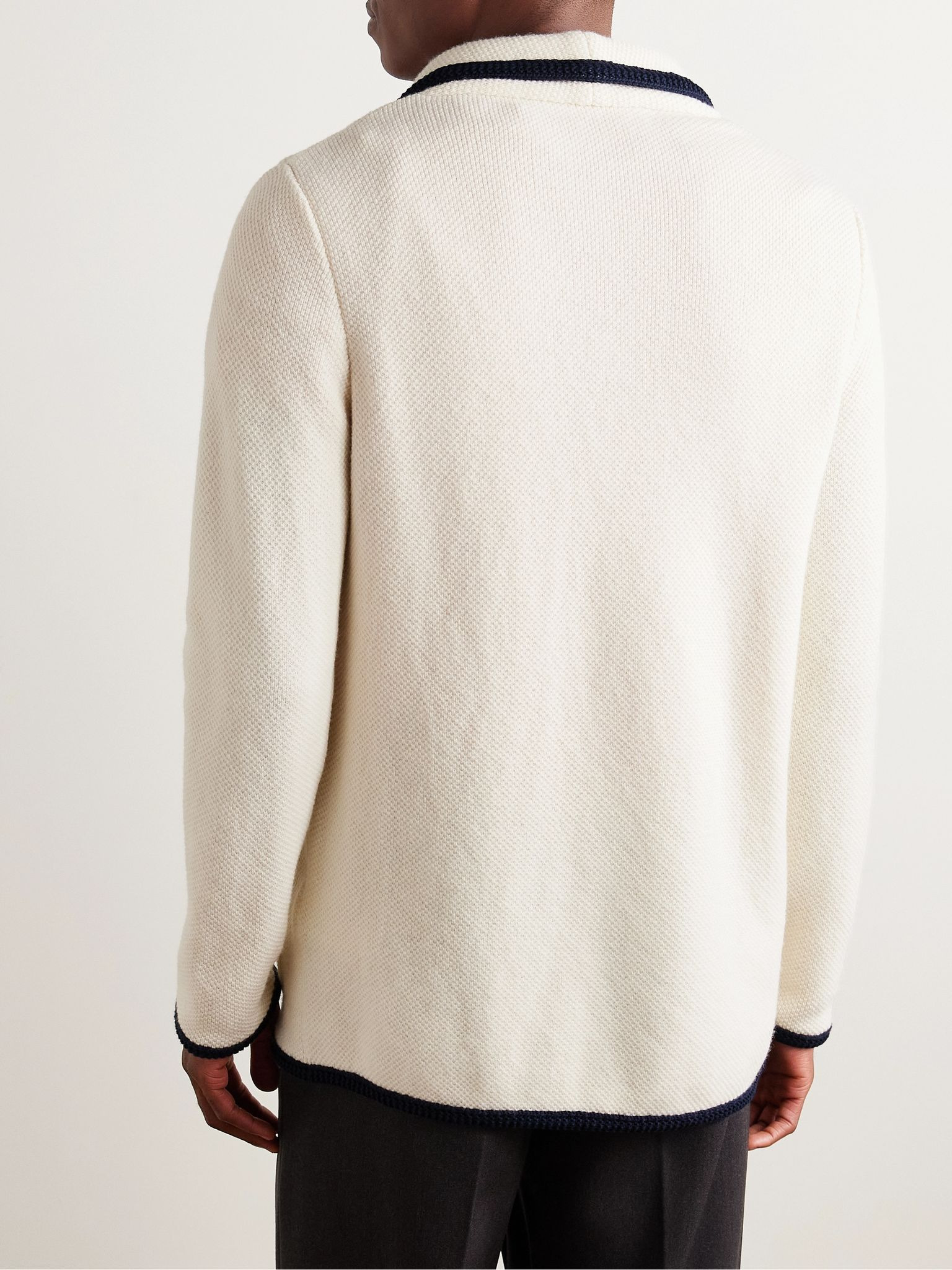 Textured Virgin Wool and Cotton-Blend Cardigan Neutral - 4