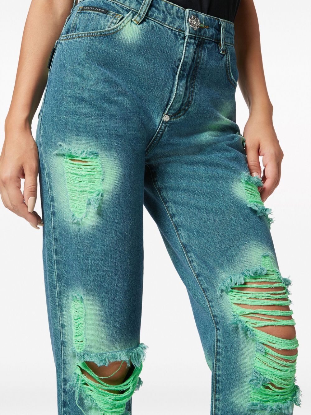 tie-dye frayed jeans - 5