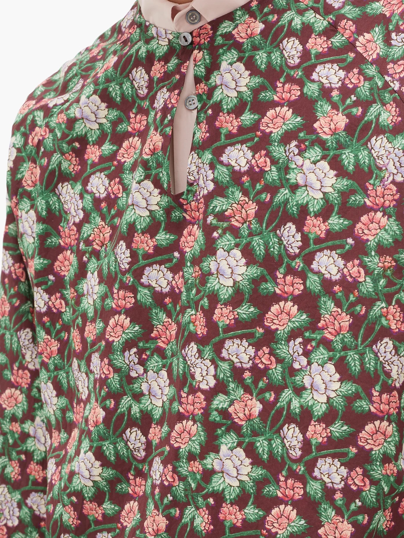 Floral-print V-neck cotton tunic - 4