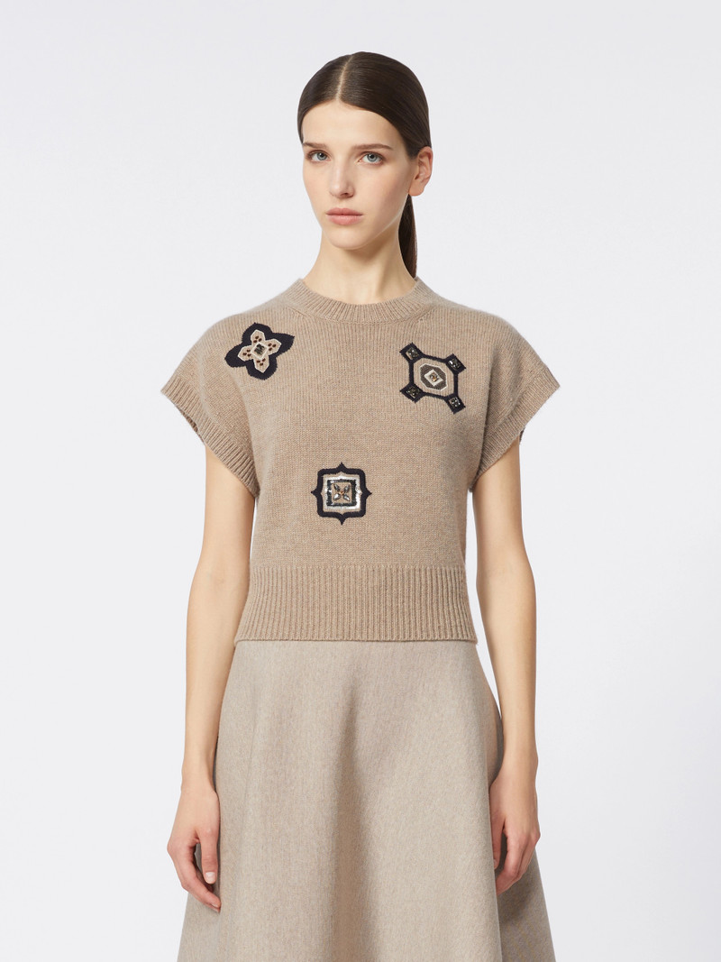 ANFORA Wool and cashmere cropped sweater - SAND 3
